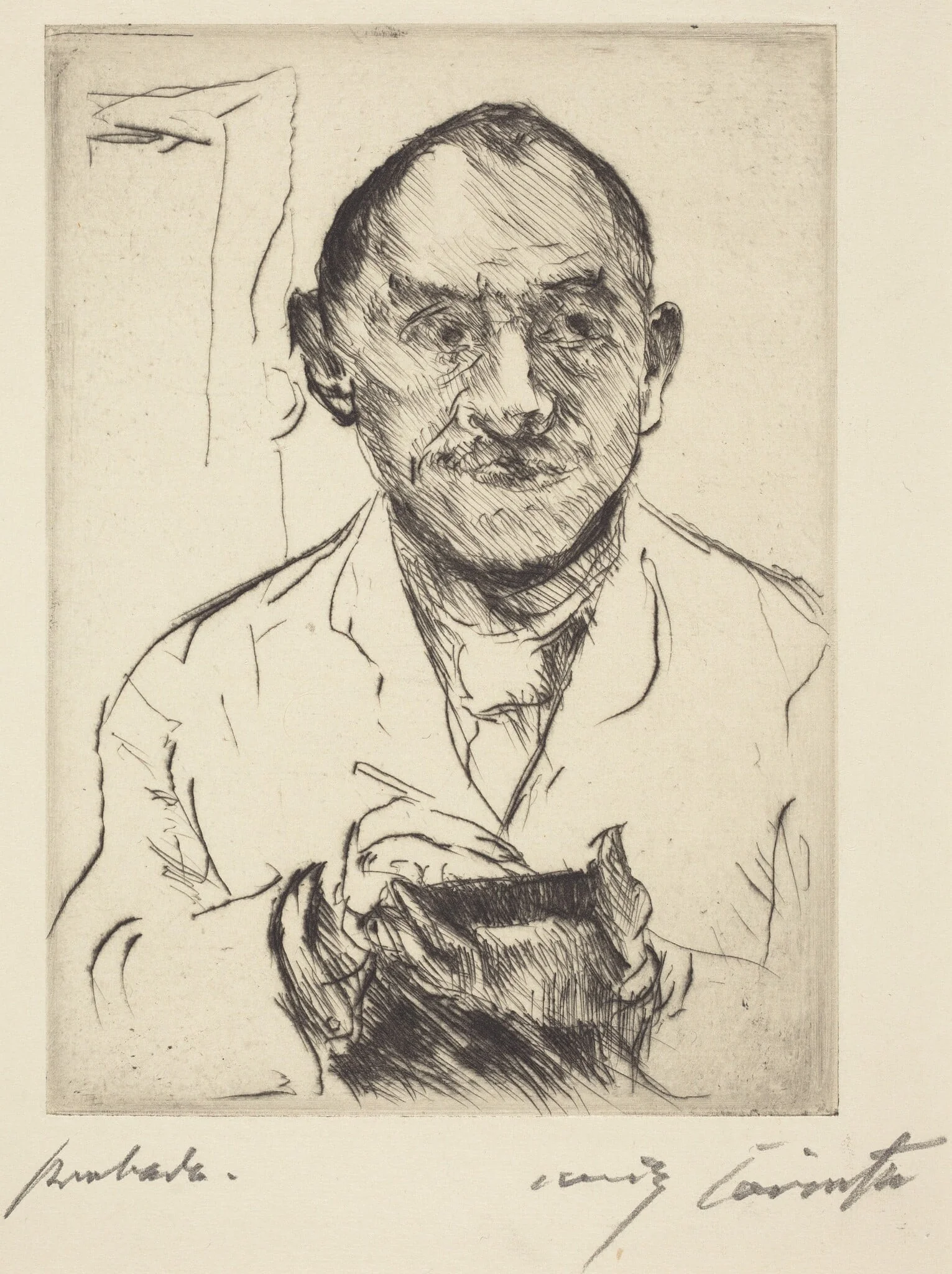 Selbstbildnis (Self-Portrait), by Lovis Corinth, ink, 1915