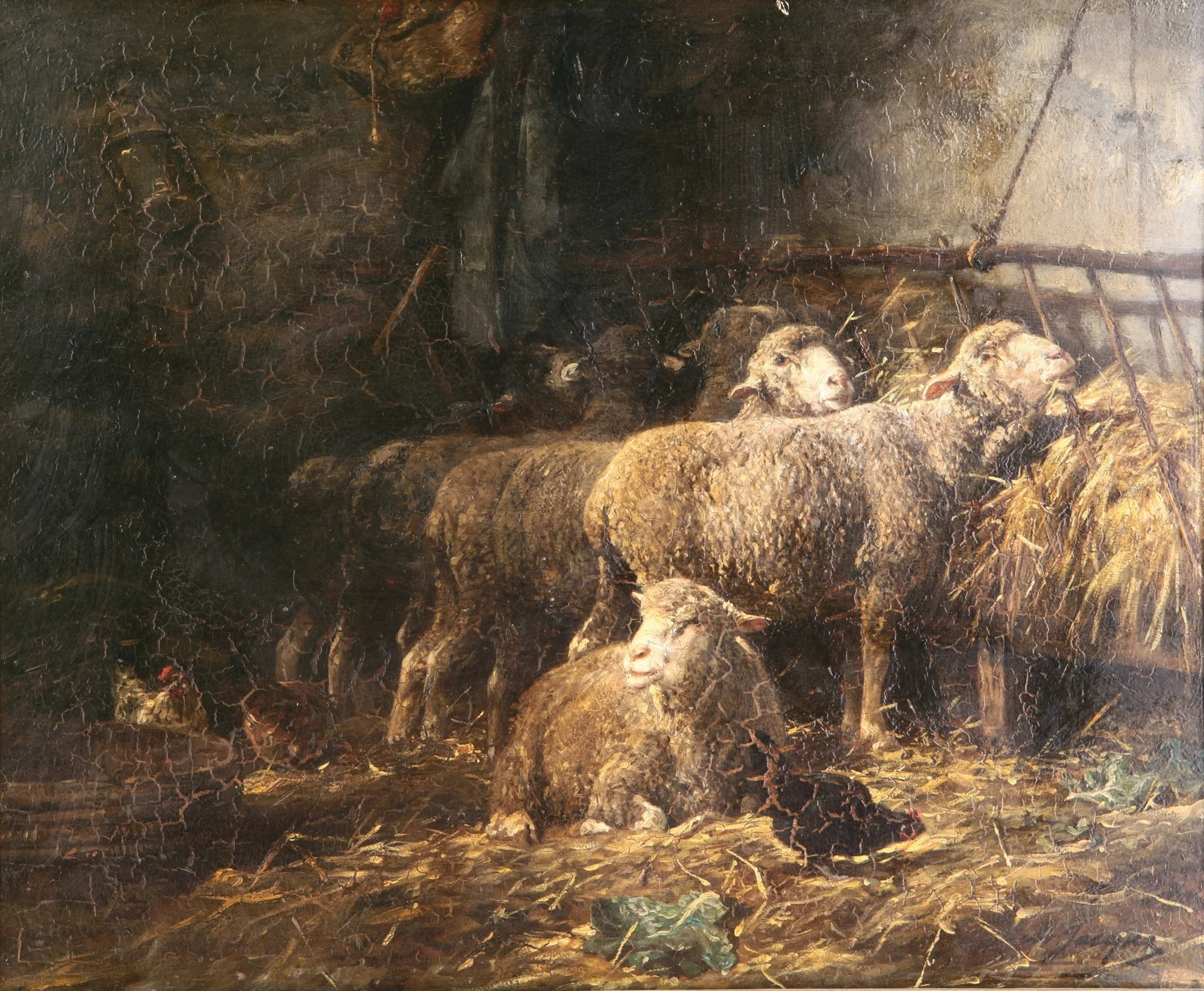 Bergerie, by Charles Jacque, oil, 1850