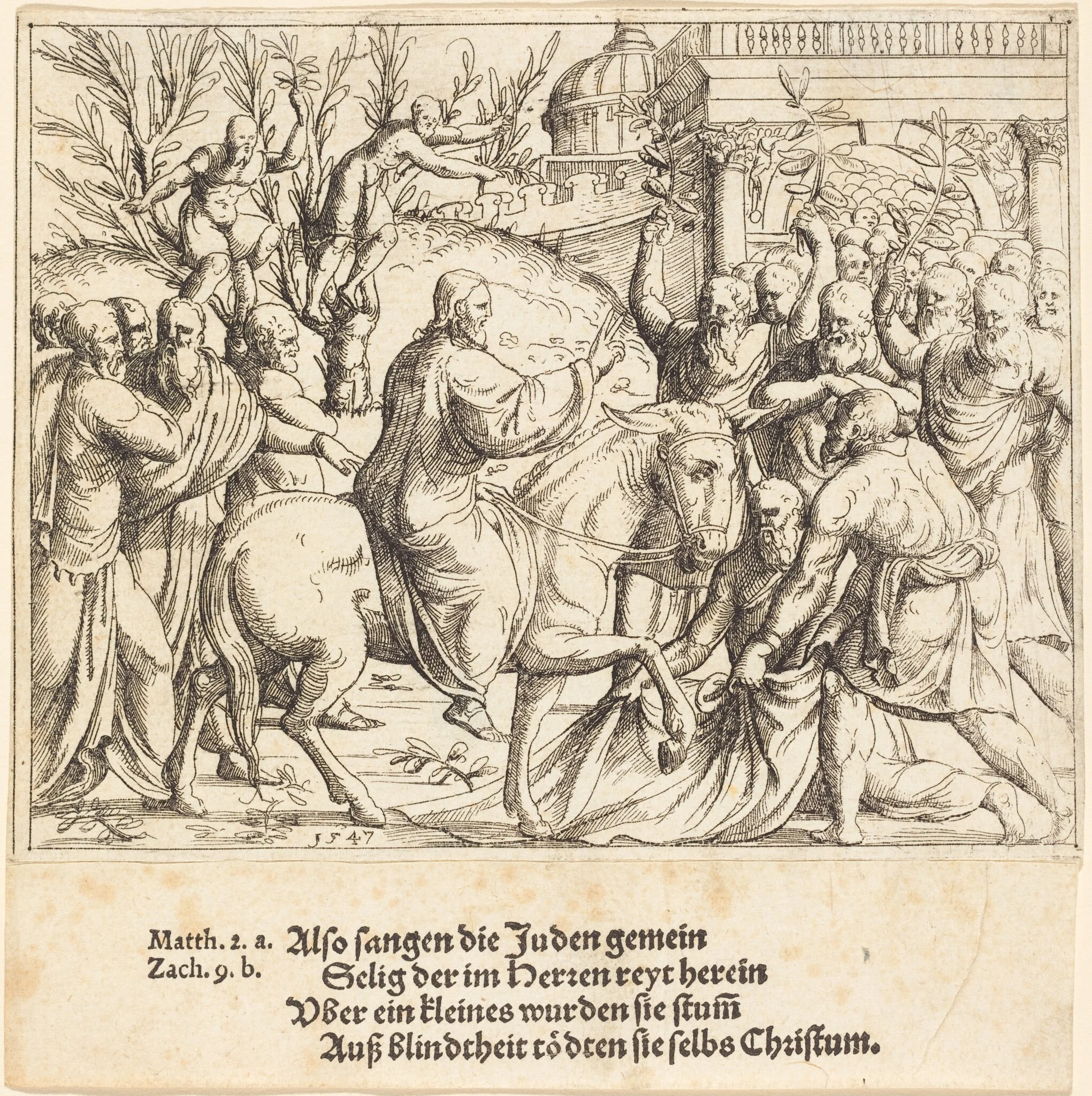 The Entry into Jerusalem, by Augustin Hirschvogel, ink, 1547