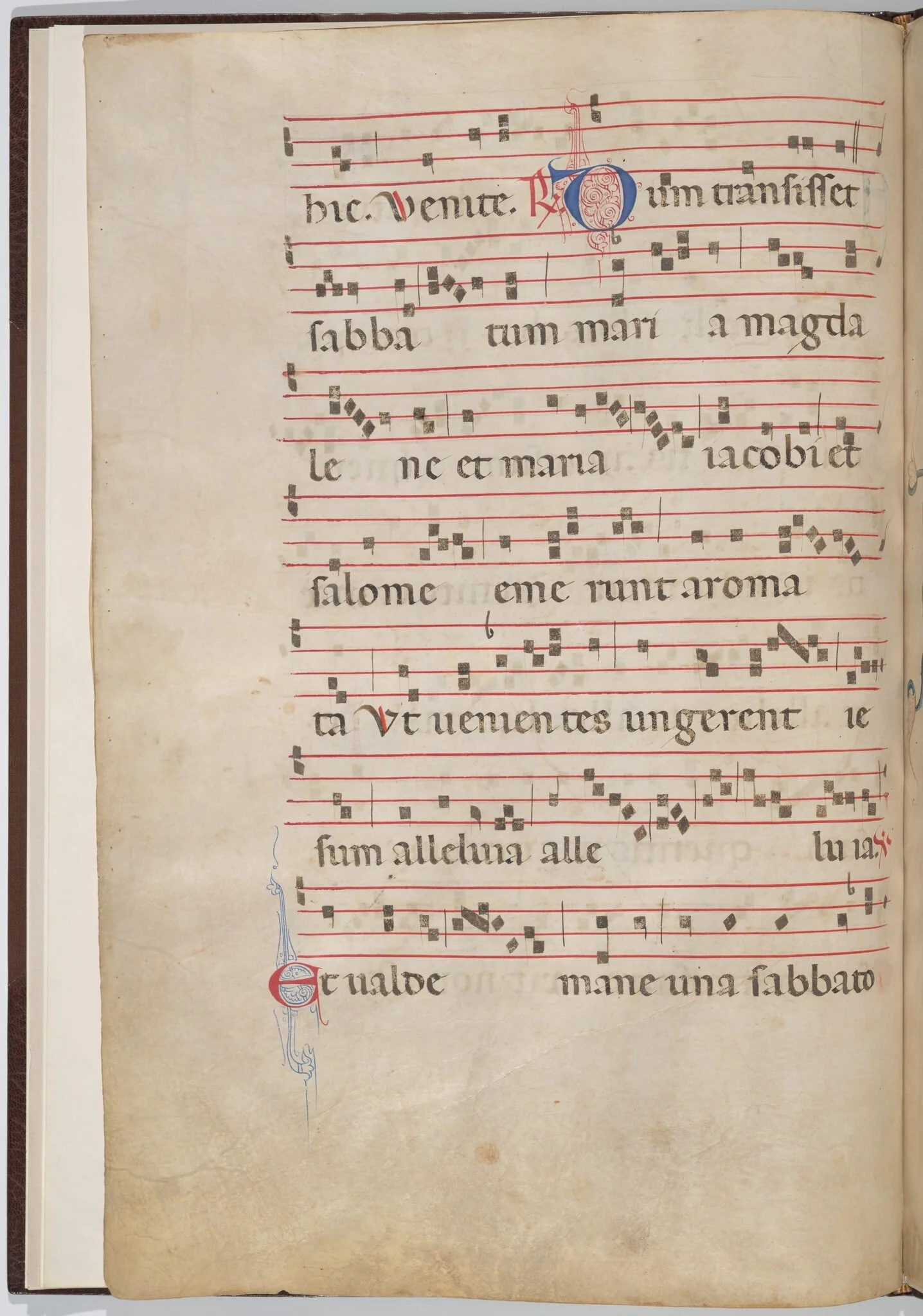Leaf 2 from an antiphonal fragment (verso), by Italian 13th Century, ink, 1275