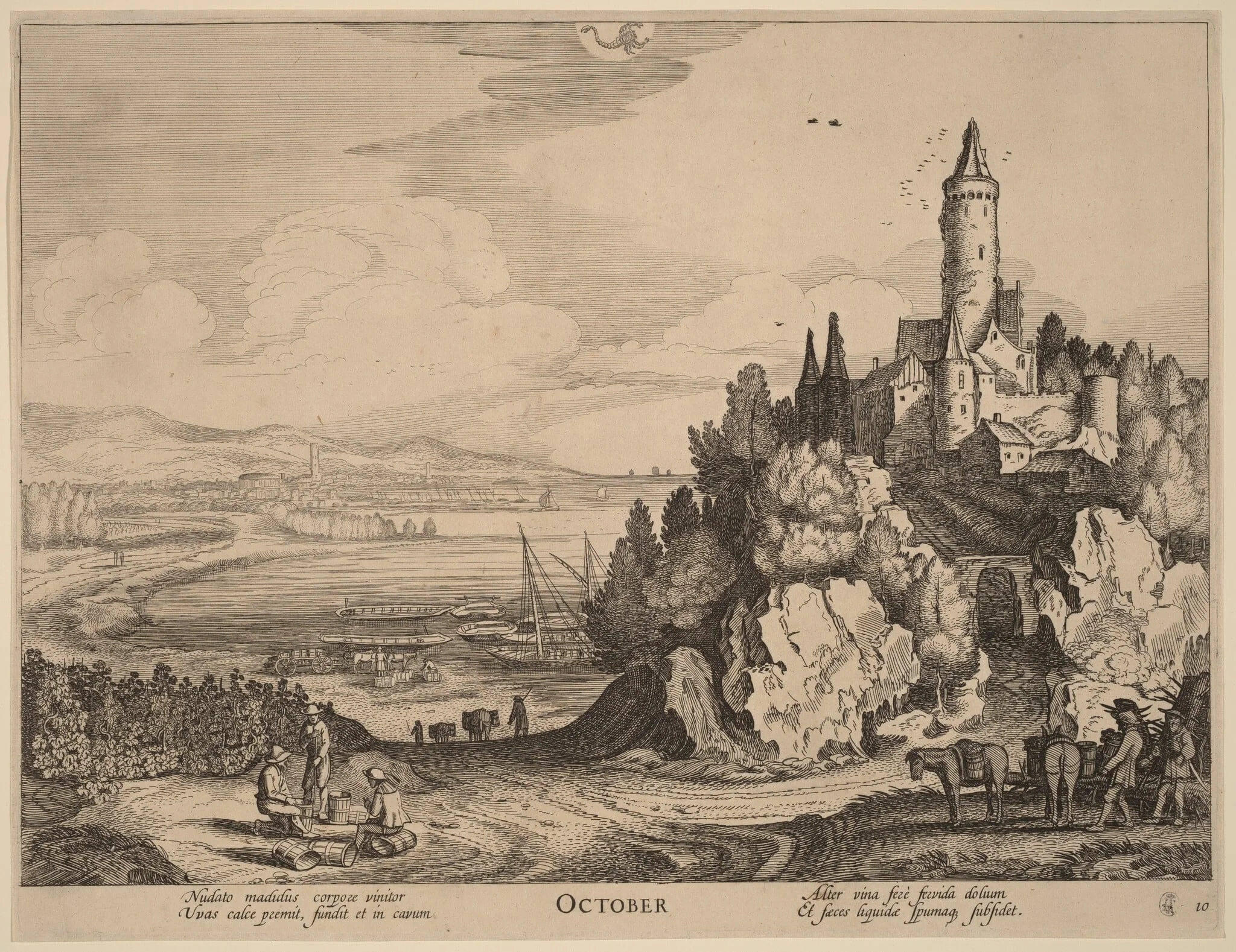 October, by Jan van de Velde, ink, 1617