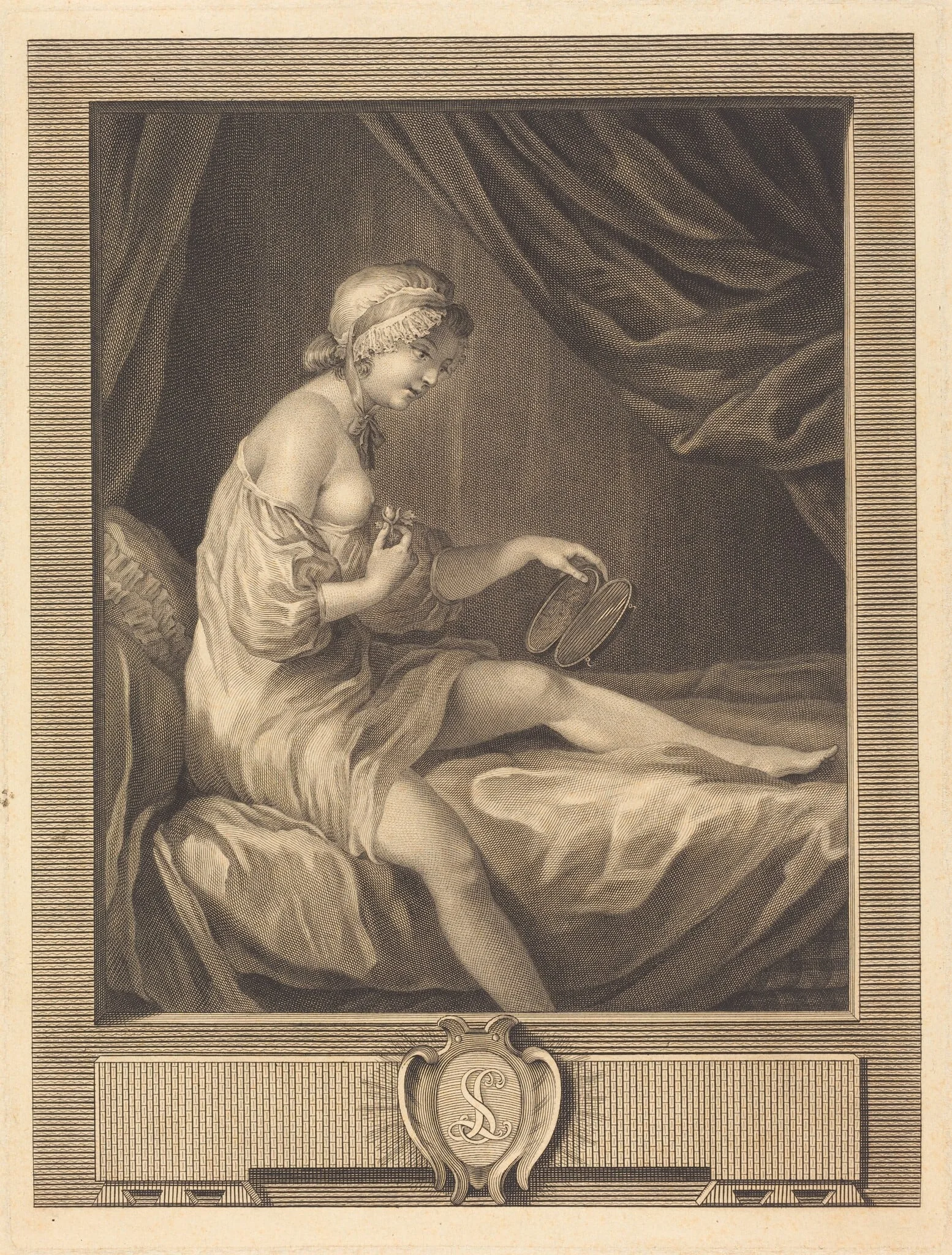 La Comparison du bouton de rose, by Antoine Francois Dennel, ink, 1780