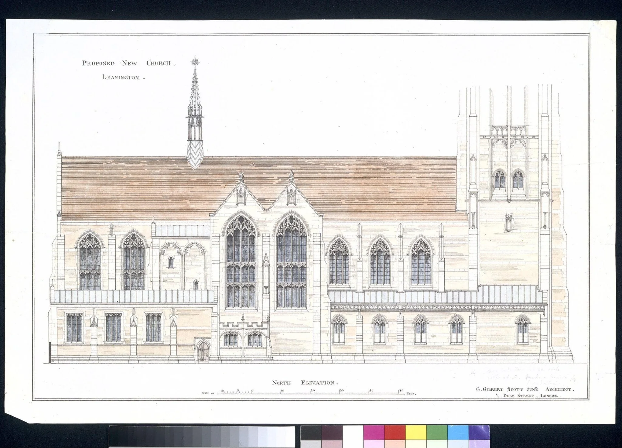 Proposed New Church, Leamington, by George Gilbert Scott, 1879