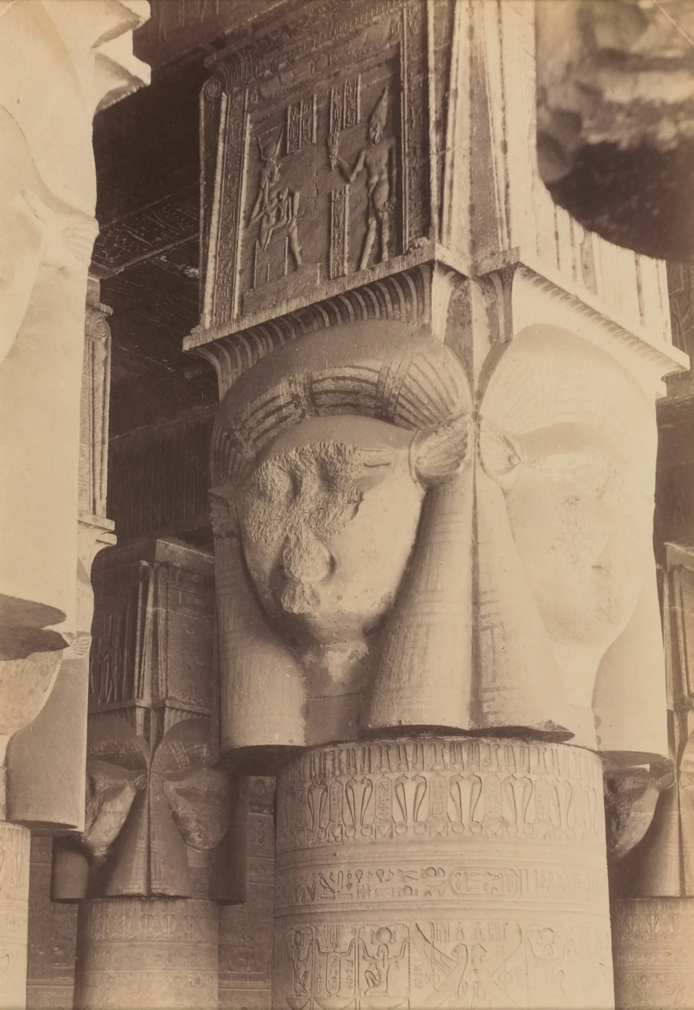 Dendera, Interior of the Temple, Hathor Capitals