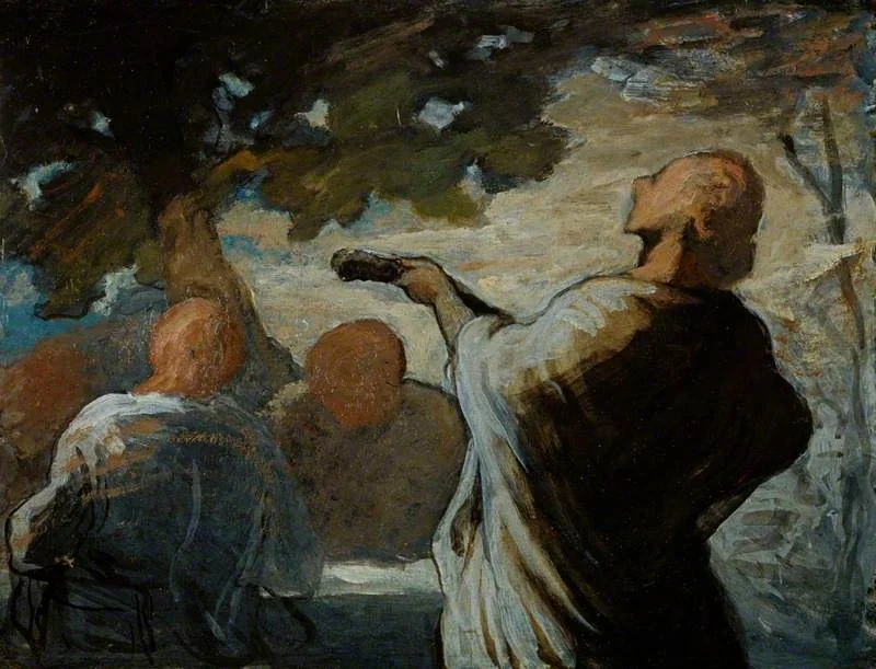 The Serenade, by Honoré Daumier, oil, 1858