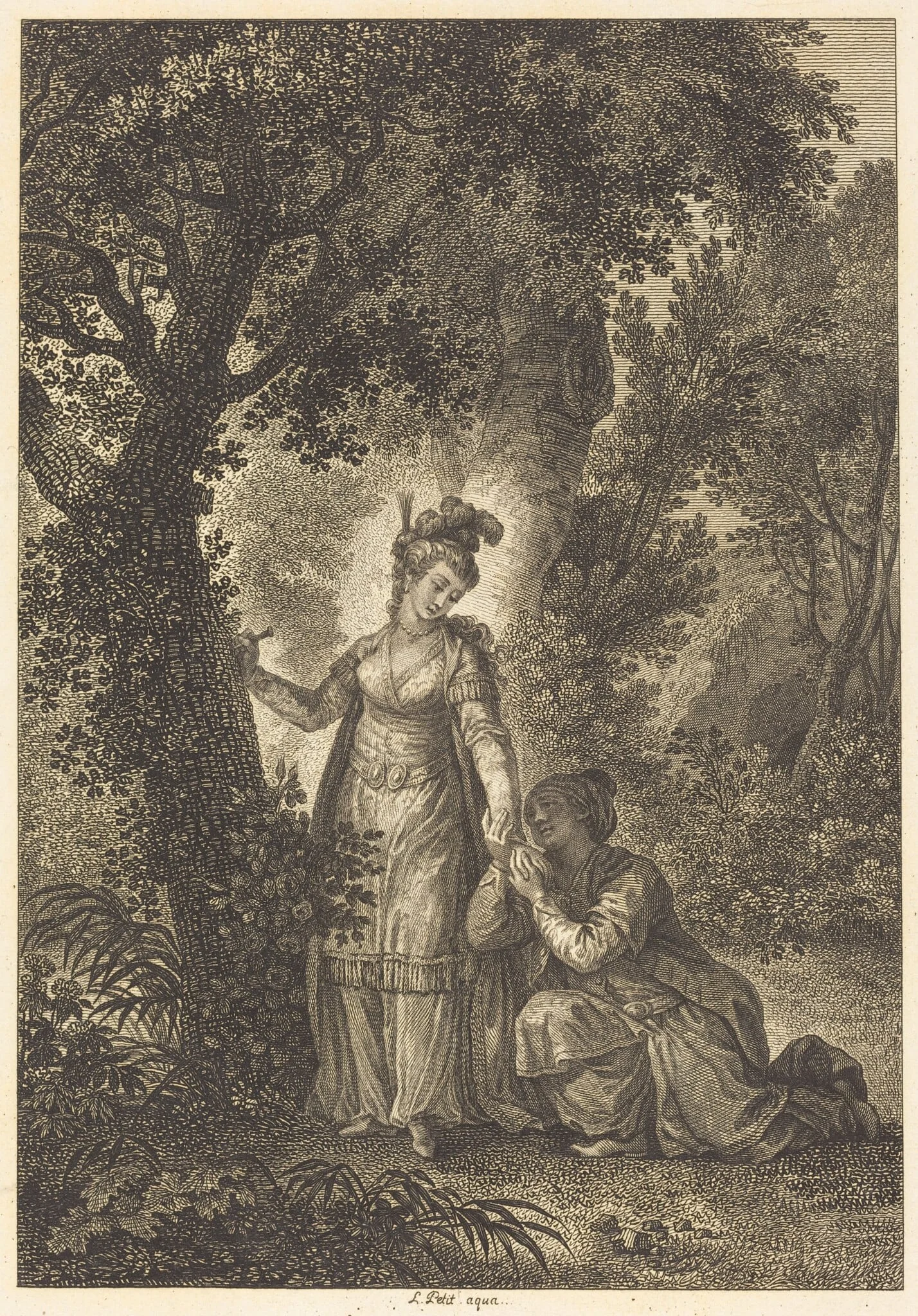 La fiancee du roi de Garbe: L'arbre, by Louis Petit, ink, 1786