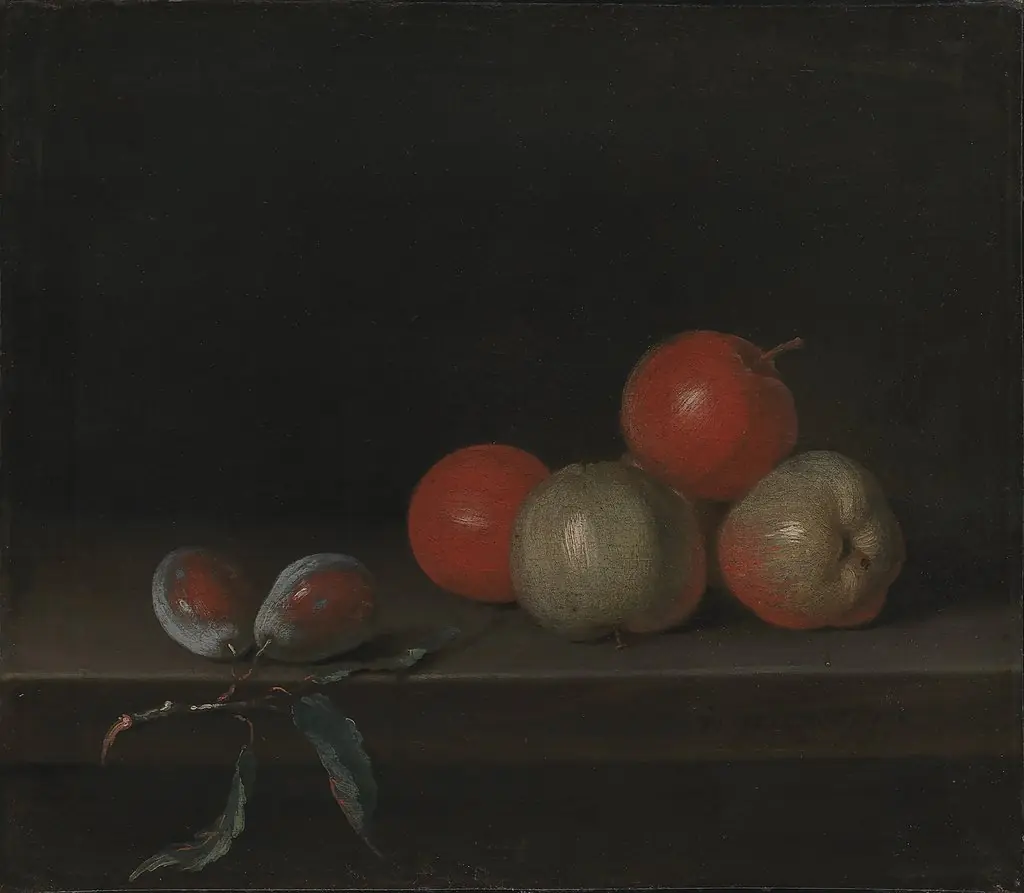 Apples and Peaches on a Table