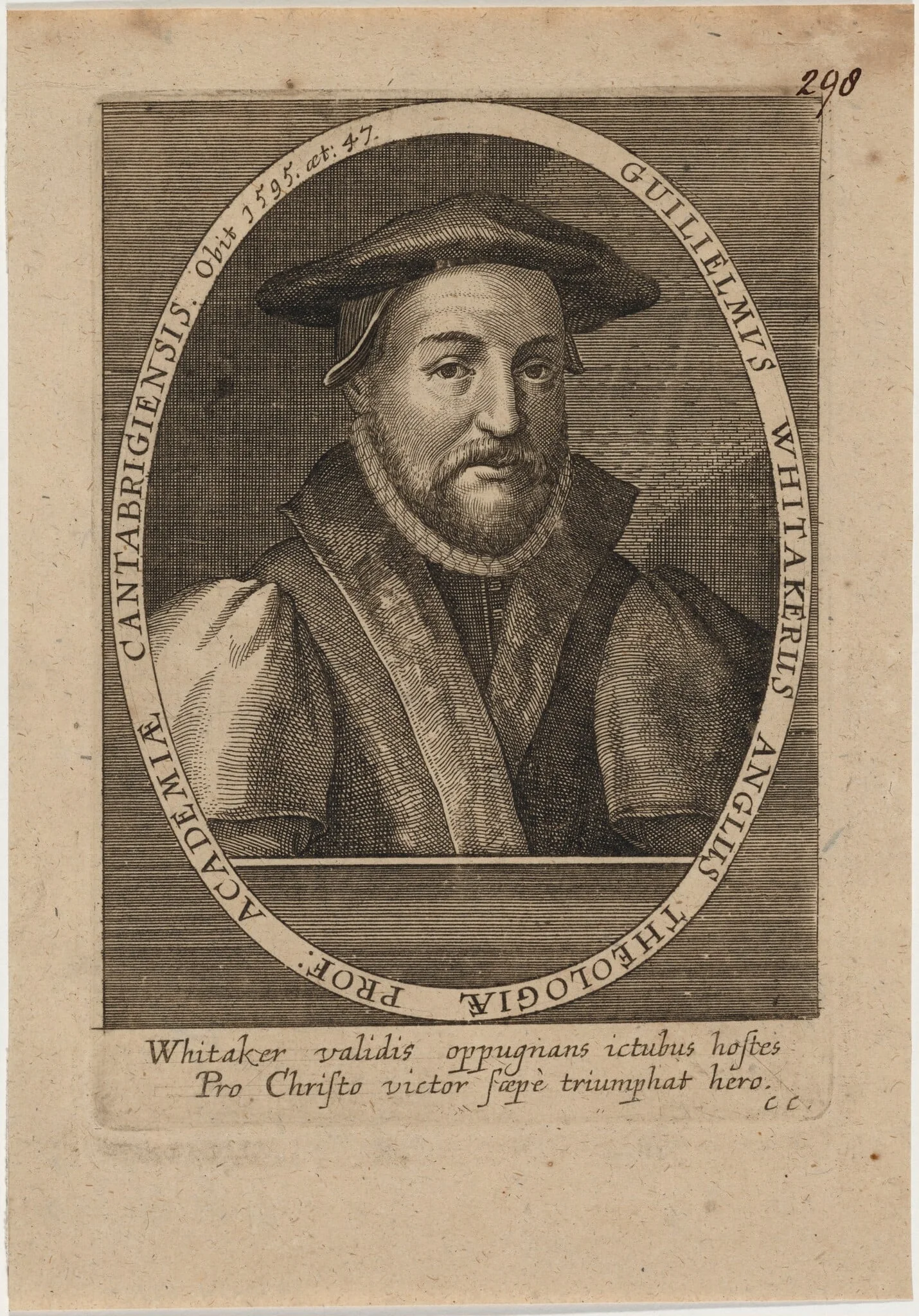 William Whitaker, D.D., by Klemens Ammon, ink, 1650