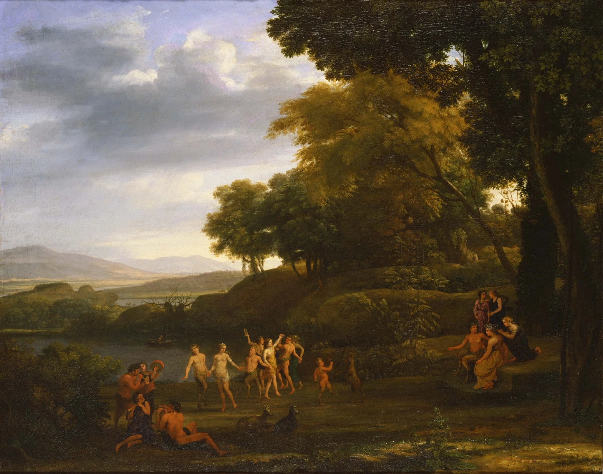 Landscape with Dancing Satyrs and Nymphs, by Claude Lorrain, oil, 1646