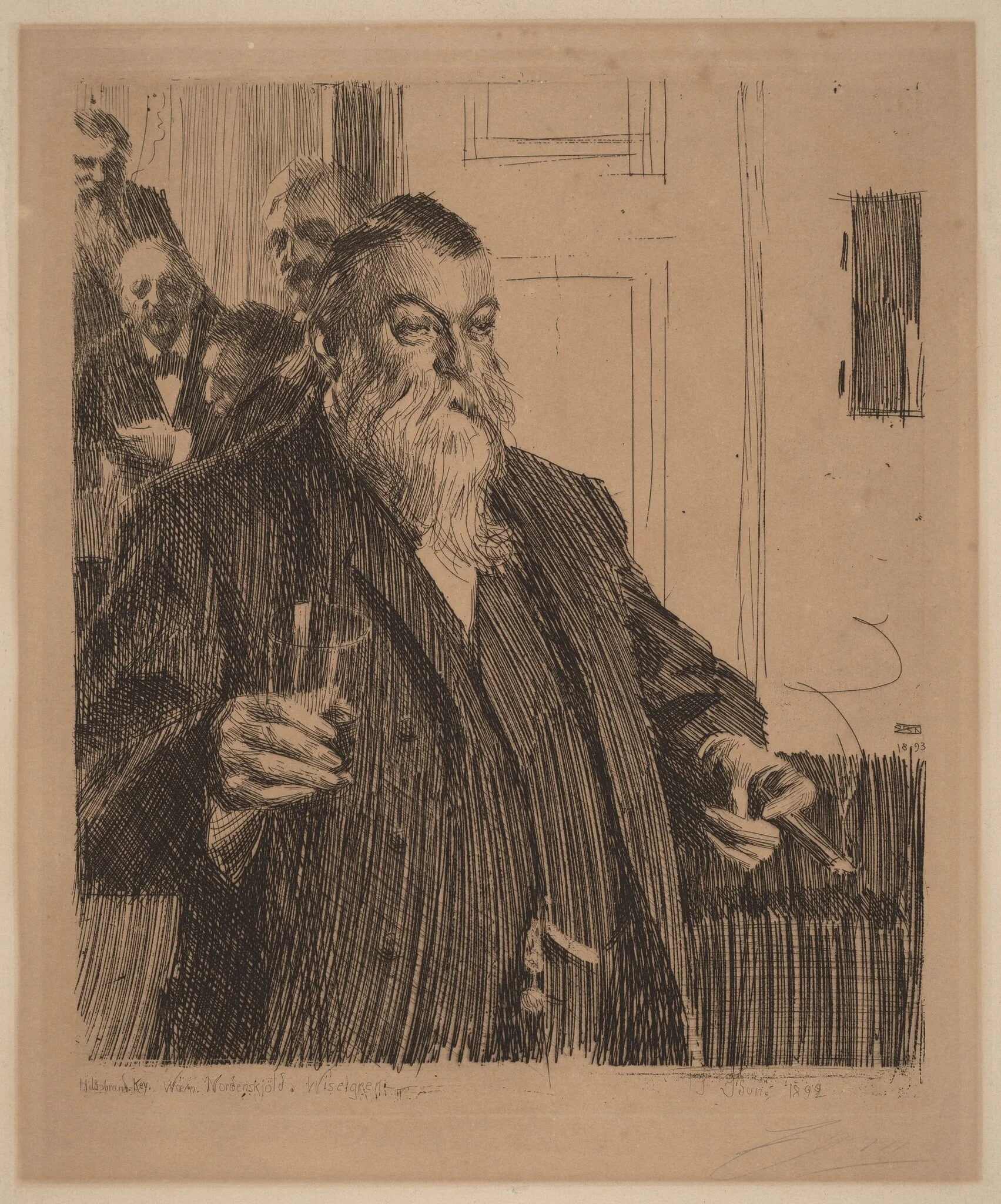 A Toast II, by Anders Zorn, ink, 1893