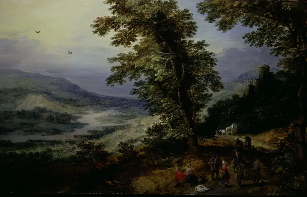 Mountain Road with Travelers