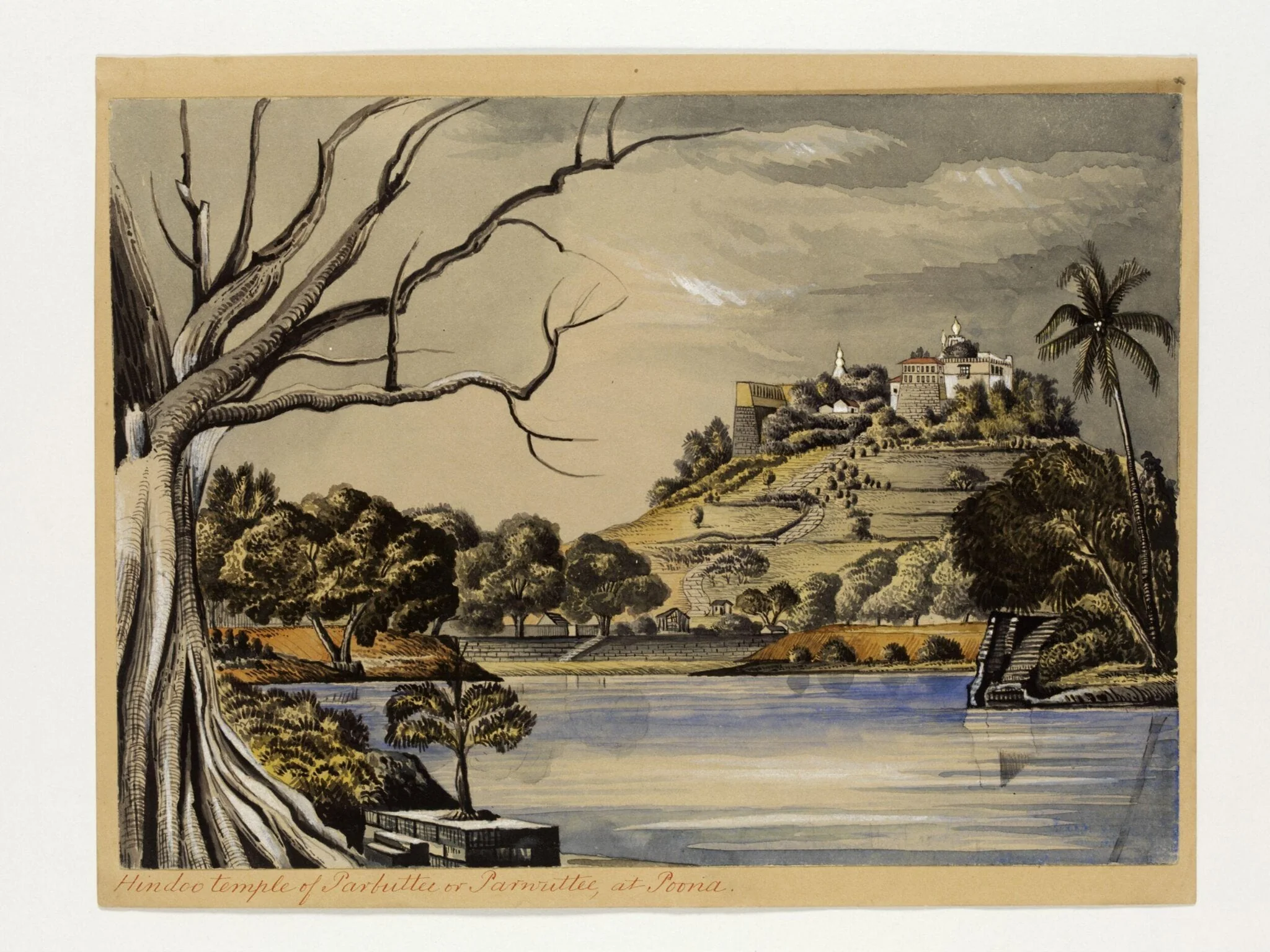 Hindoo temple of Parbuttee or Parwuttee, at Poona, by Henry Francis Ainslie, paint, 1849