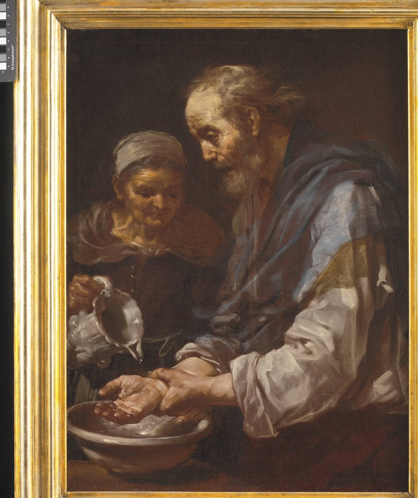 Old man washing his Hands, by Unknown, 1650