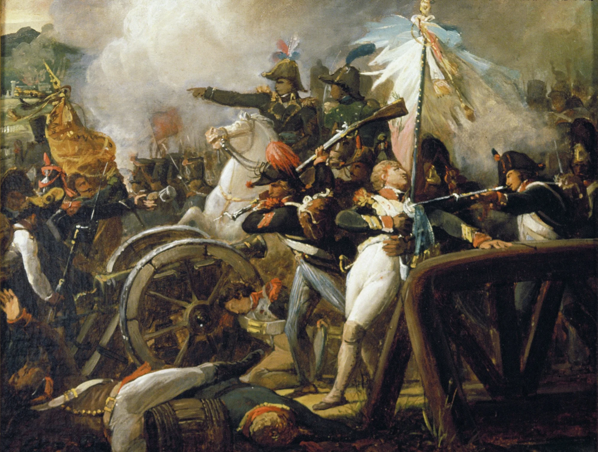 Battle on a Bridge, by Unknown, oil