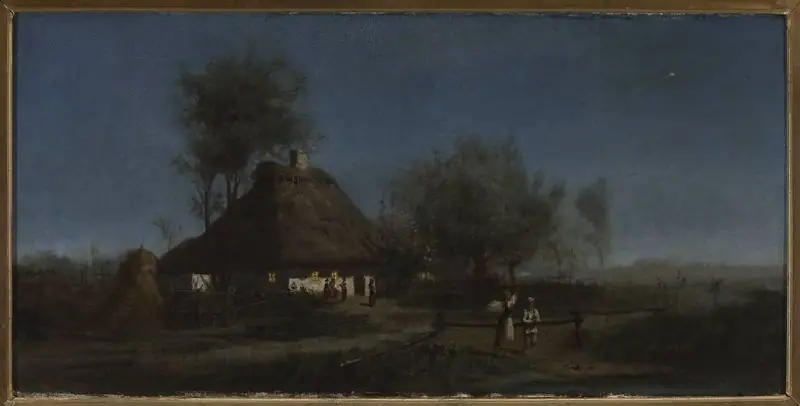 Village at night – a comet