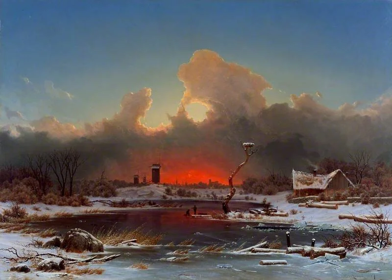 Frost Scene: The Setting Sun, by Georg Emil Libert, oil, 1847