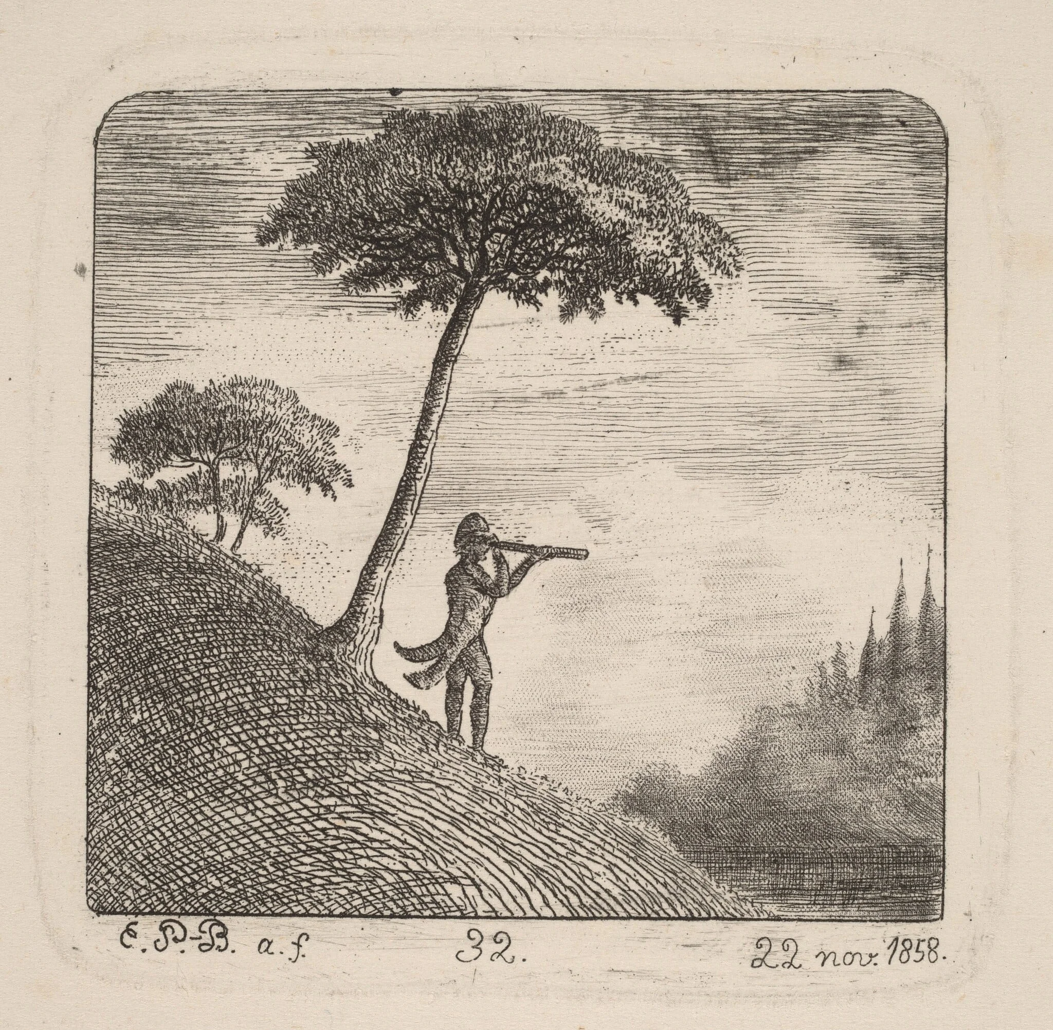 The Tourist, by Emmanuel Phélippes-Beaulieu, ink, 1858