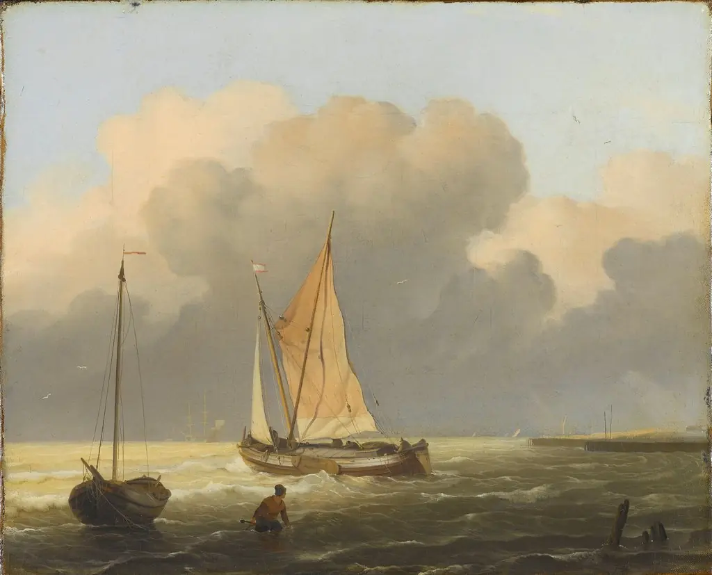 Seas off the coast, with a spiritsail barge