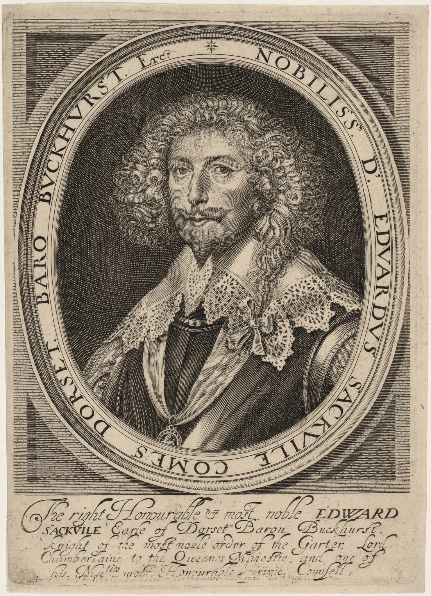 Edward Sackville, Fourth Earl of Dorset, by Robert van Voerst, ink, 1616