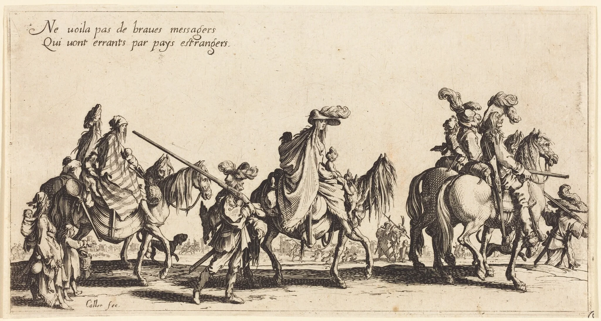 The Bohemians Marching: The Vanguard, by Jacques Callot, ink, 1621