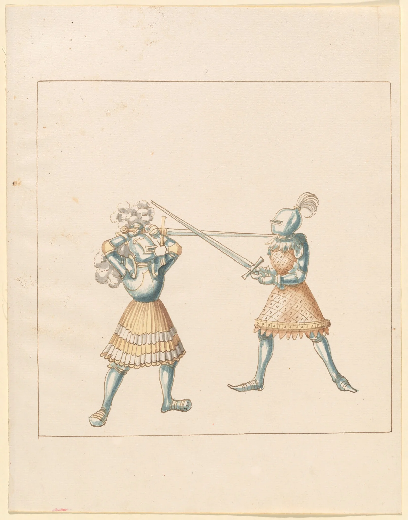 Foot Combat with Longswords, by German 16th Century, ink, 1514