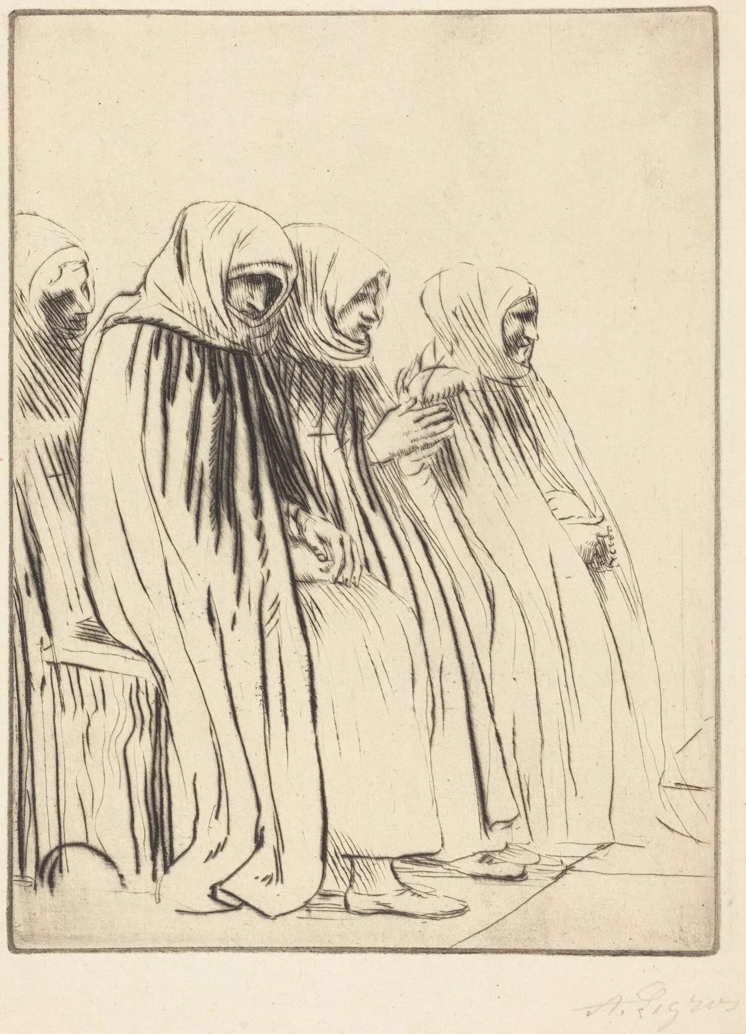 Women of Brussels (Femmes de Bruges), by Alphonse Legros, ink, 1874