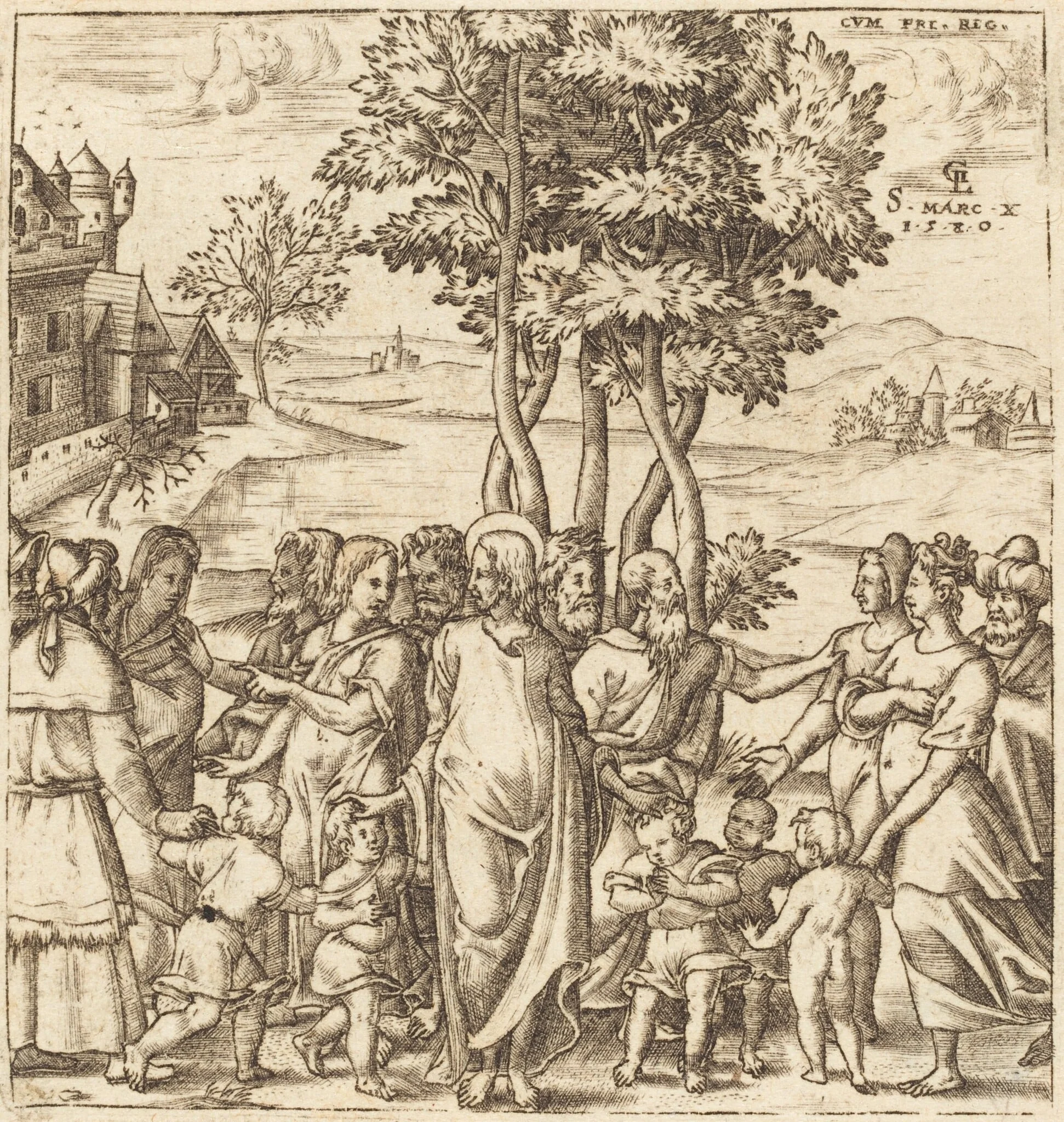 Christ Blesses the Children, by Léonard Gaultier, ink, 1578