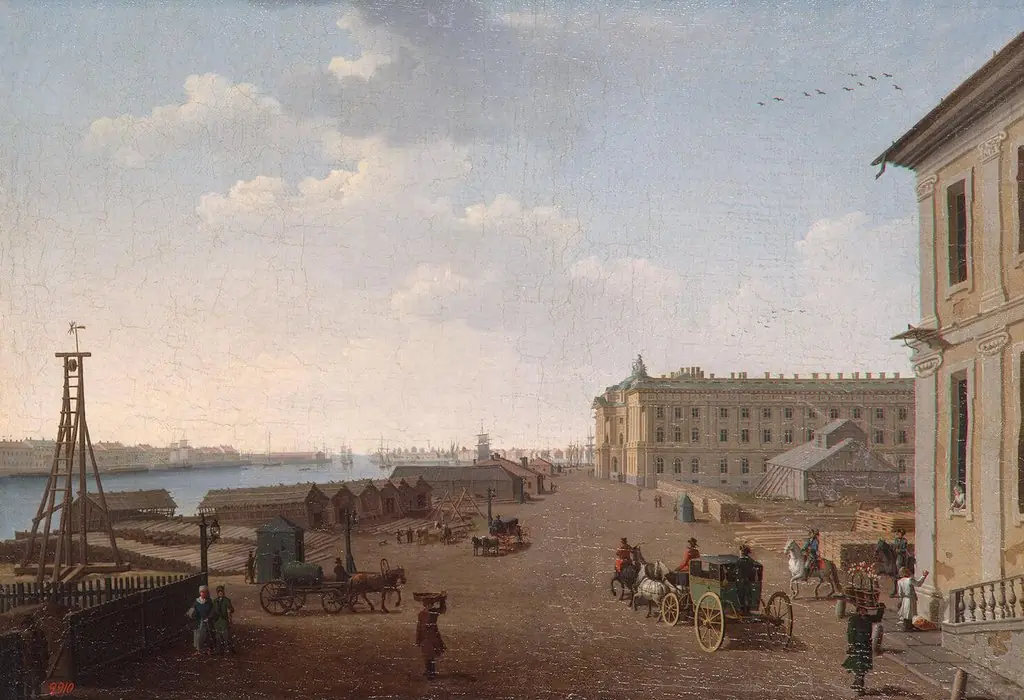 The View of the Embankment of Vasilyevsky Island near the Academy of Arts