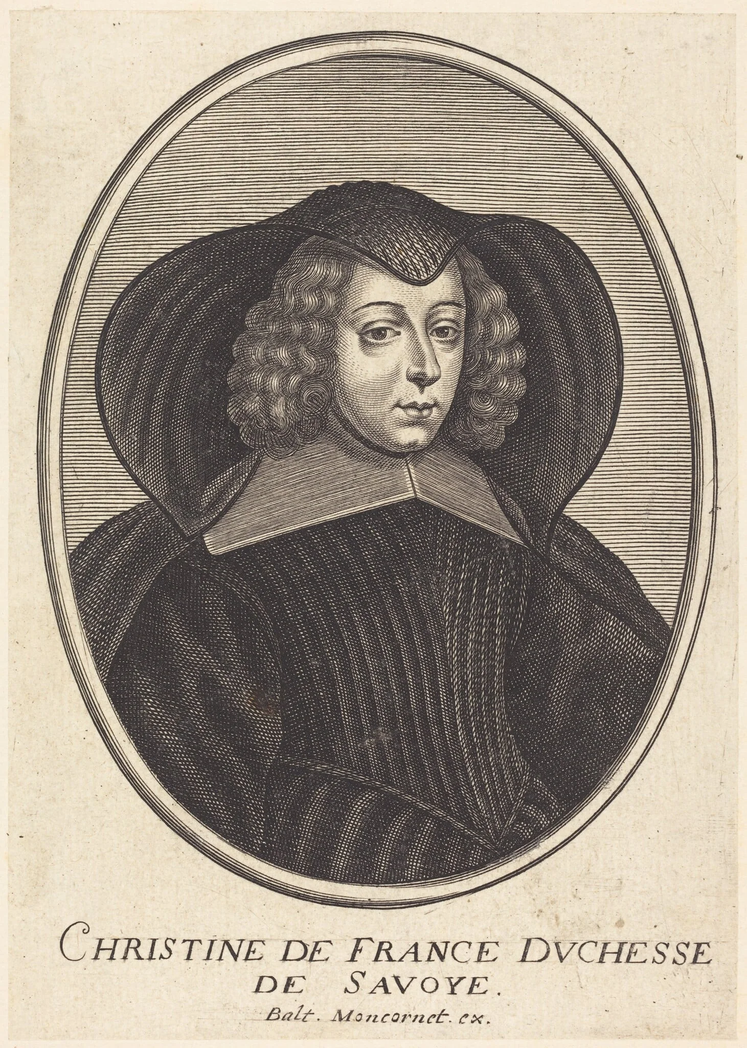 Christine of France, by Balthasar Moncornet, ink, 1634