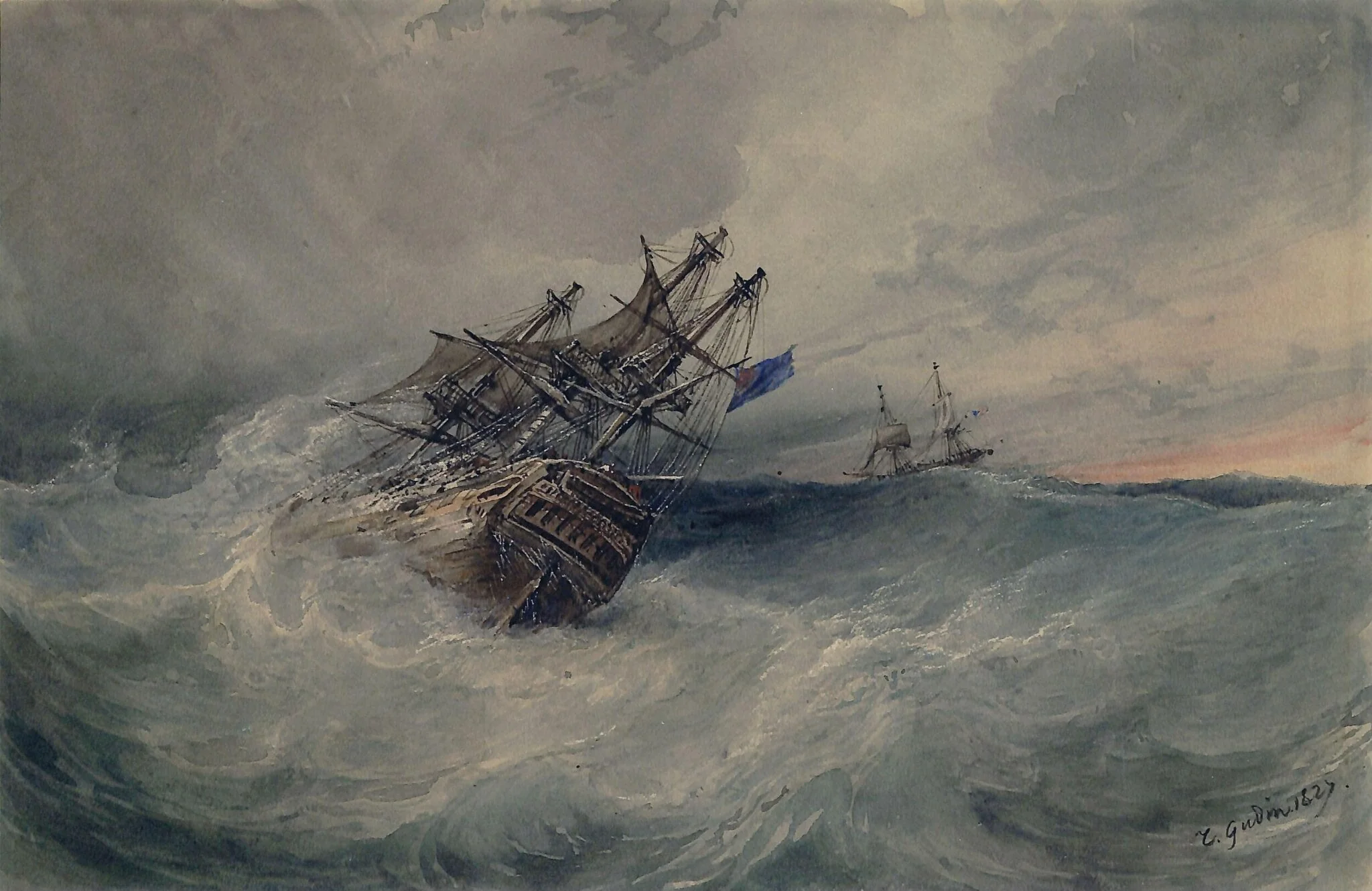 A Storm at Sea, by Théodore Gudin, 1827