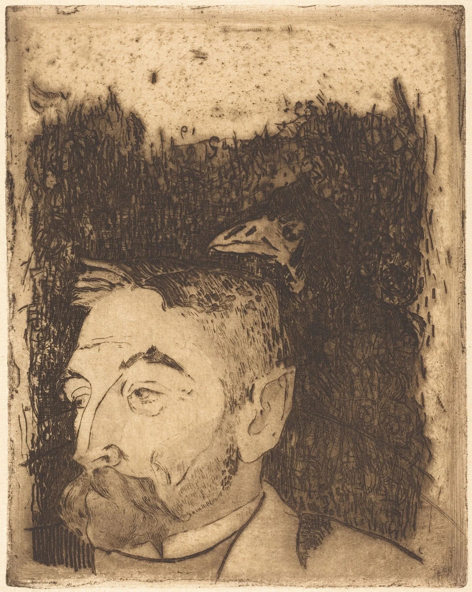 Stéphane Mallarmé, by Paul Gauguin, ink, 1891