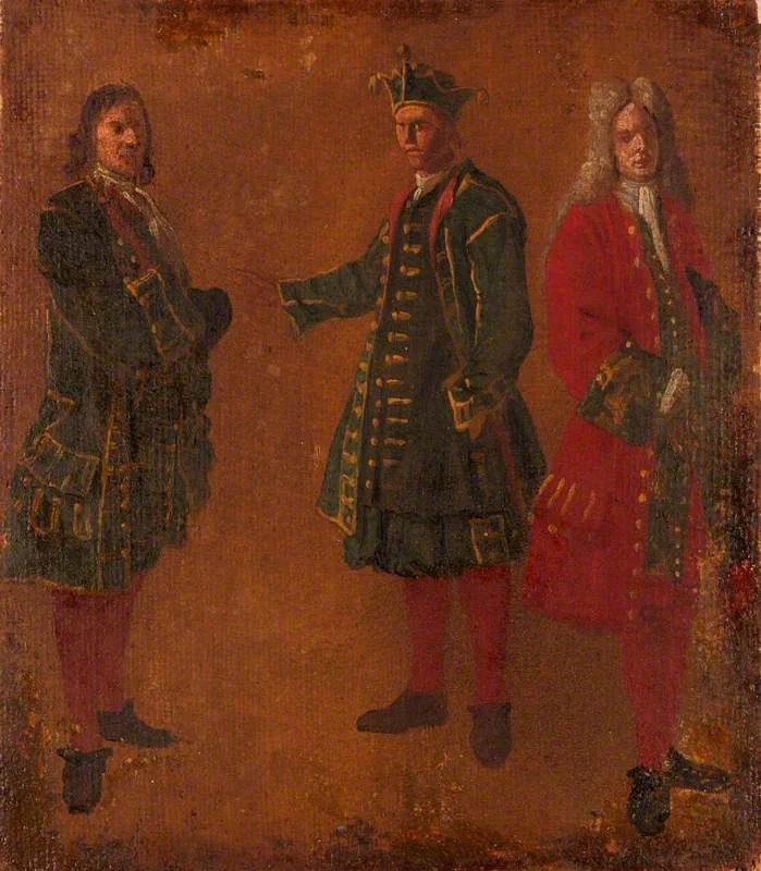 Three Studies of Men, by Luca Carlevarijs, oil, 1705