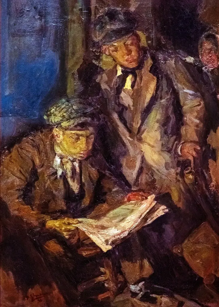Reading the newspaper