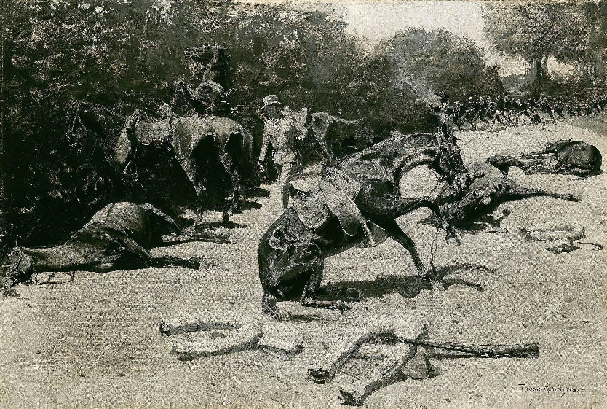How the Horses Died for Their Country at Santiago, by Frederic Remington, oil, 1900