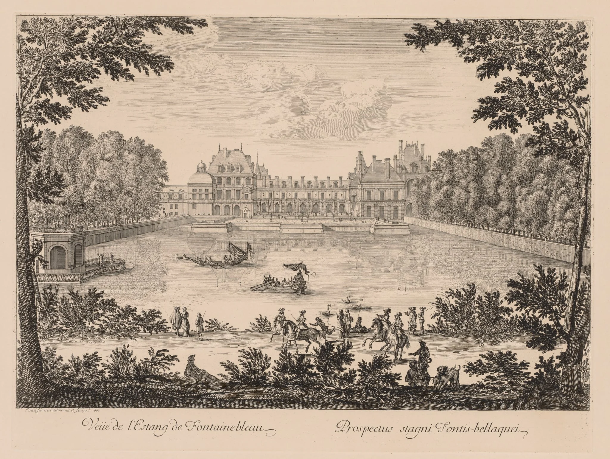 Vue de l'Etang de Fontainebleau, by Israël Silvestre, 1666