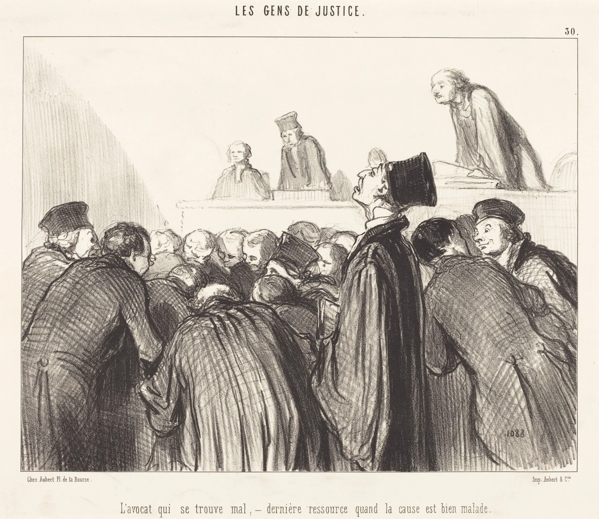 L'Avocat que se trouve mal, by Honoré Daumier, ink, 1846