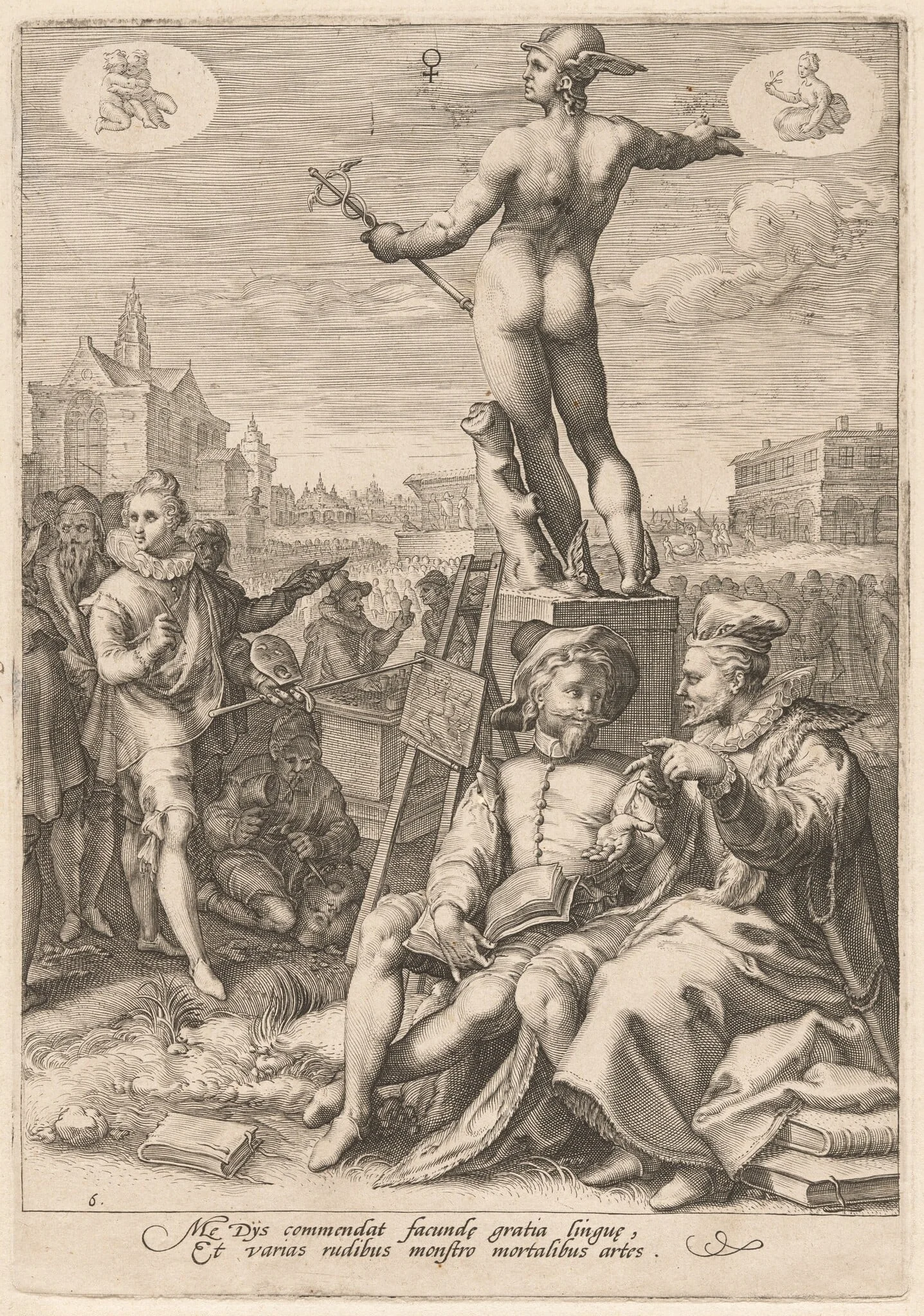 Mercury Presiding Over the Visual and Rhetoric Arts, by Jan Pietersz Saenredam, ink, 1596