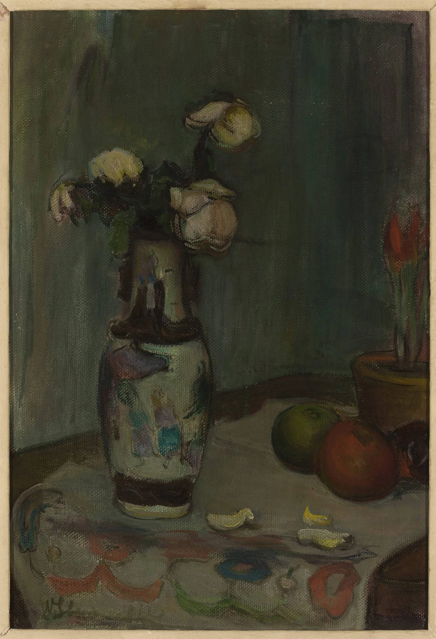 White roses in a vase, by Władysław Ślewiński, oil, 1903