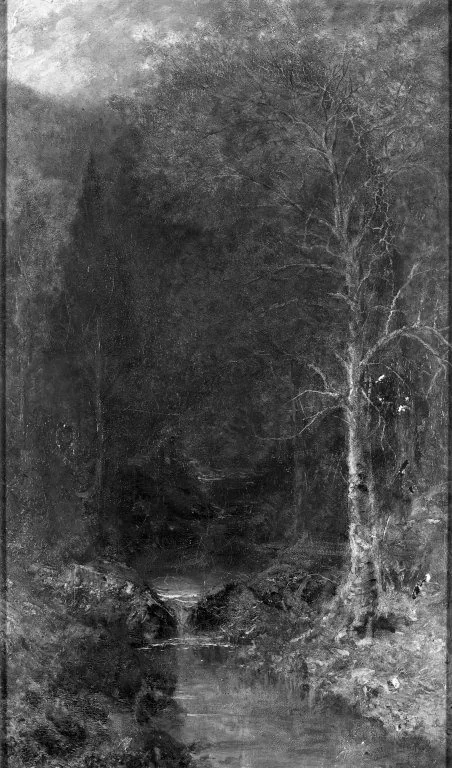 Forest Scene with Pool, by Ralph Albert Blakelock, oil, 1895