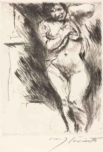 Akt mit hochgehobenem Hemd (Woman Undressing)