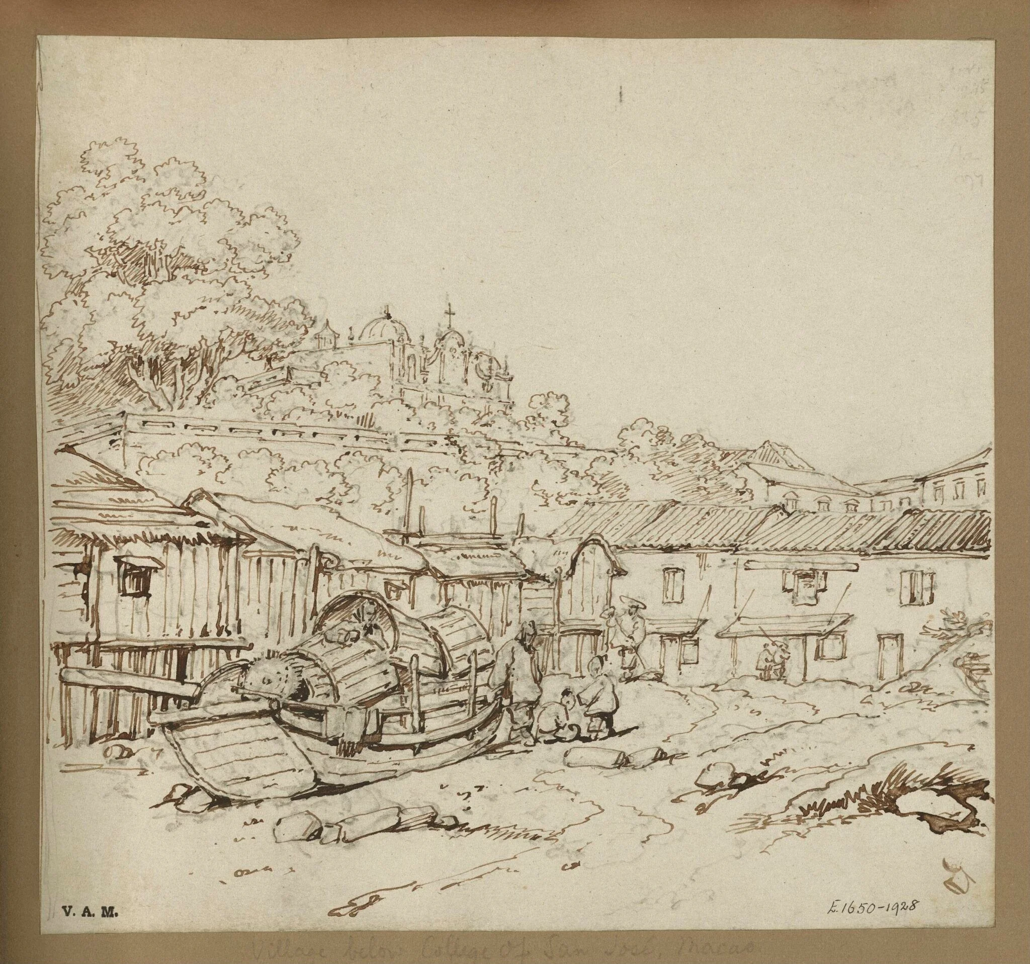 The village below the College of San José, Macau, by George Chinnery, 19