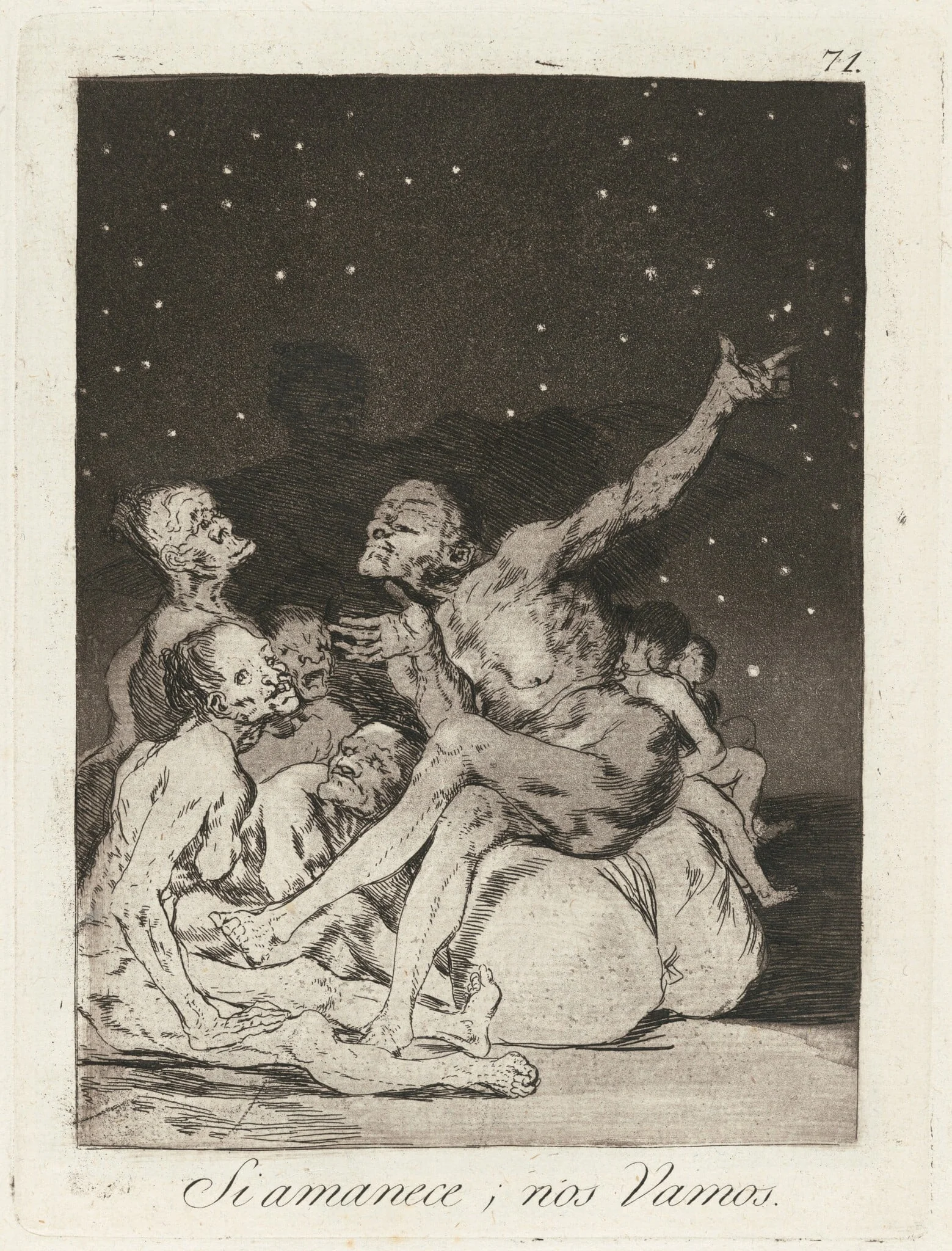 Si amanece; nos vamos (When Day Breaks We Will Be Off), by Francisco Goya, ink, 1799