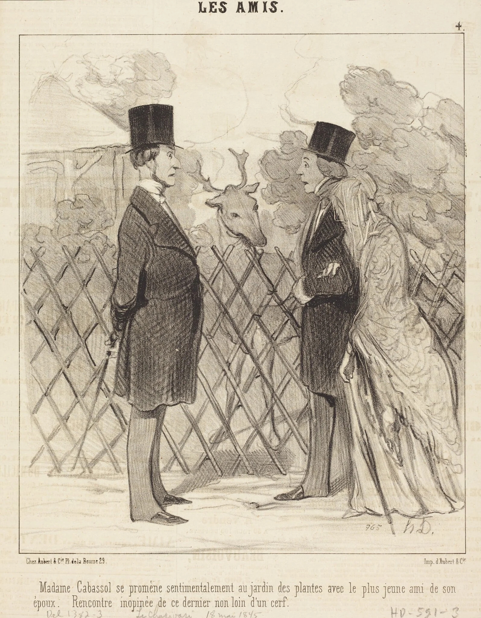 Madame Cabassol se promène..., by Honoré Daumier, ink, 1845