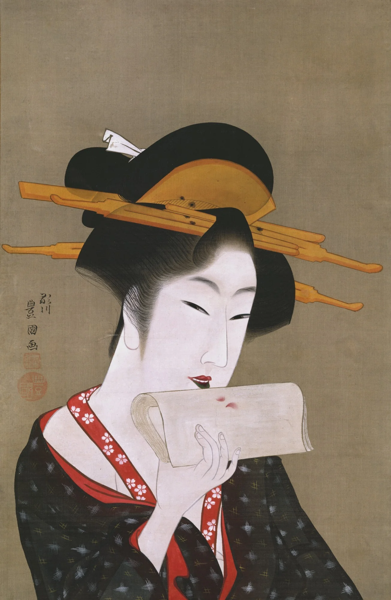 Beauty Blotting Her Lip Rouge
