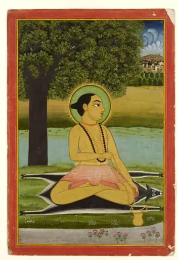 Holy man seated on a gazelle skin