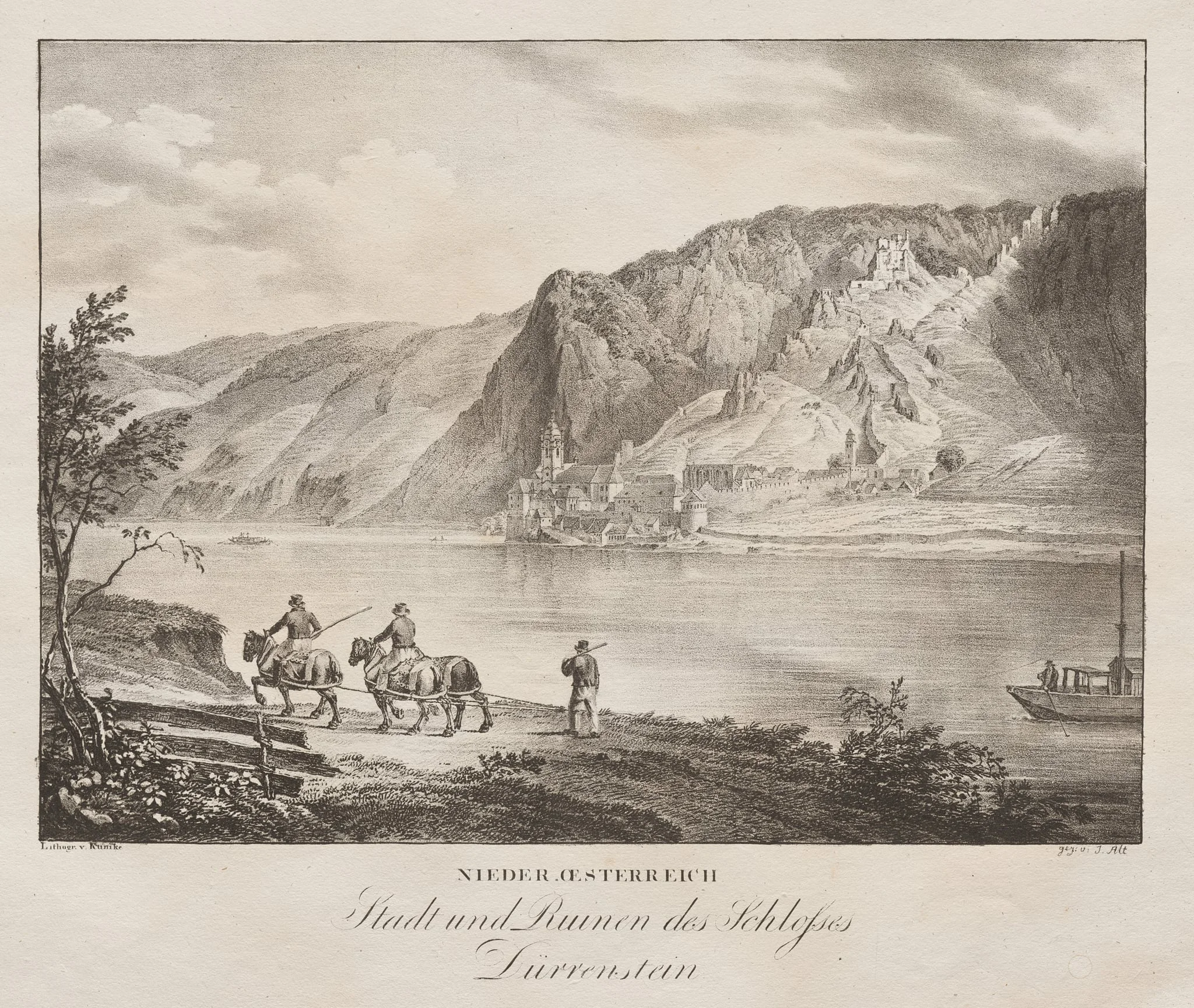 Nieder-oesterreich, Stadt und Ruinen des Schlosses, by Jakob Alt, 1839