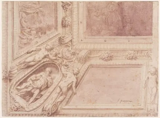 Design for a ceiling with a deep cove, showing a corner only