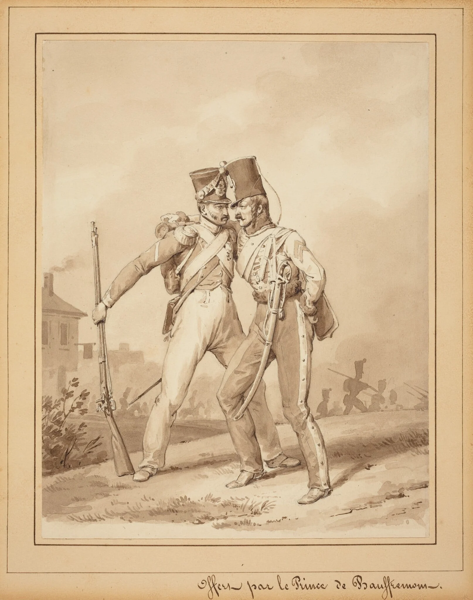 Two Grenadiers, by Victor Adam, ink, 1834
