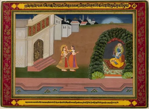 Radha’s Confidante Brings Her to Krishna, based on poetry of Bihari (Indian, 1595–1663)