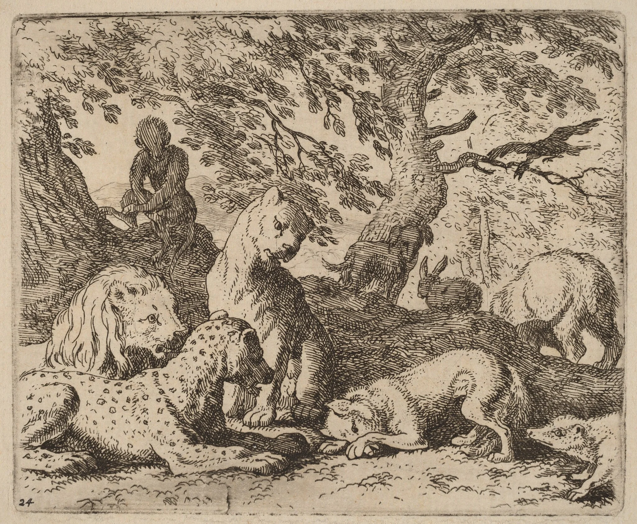 Reynard Winds His Tale and Wrongs His Father, by Allart van Everdingen, ink, 1650